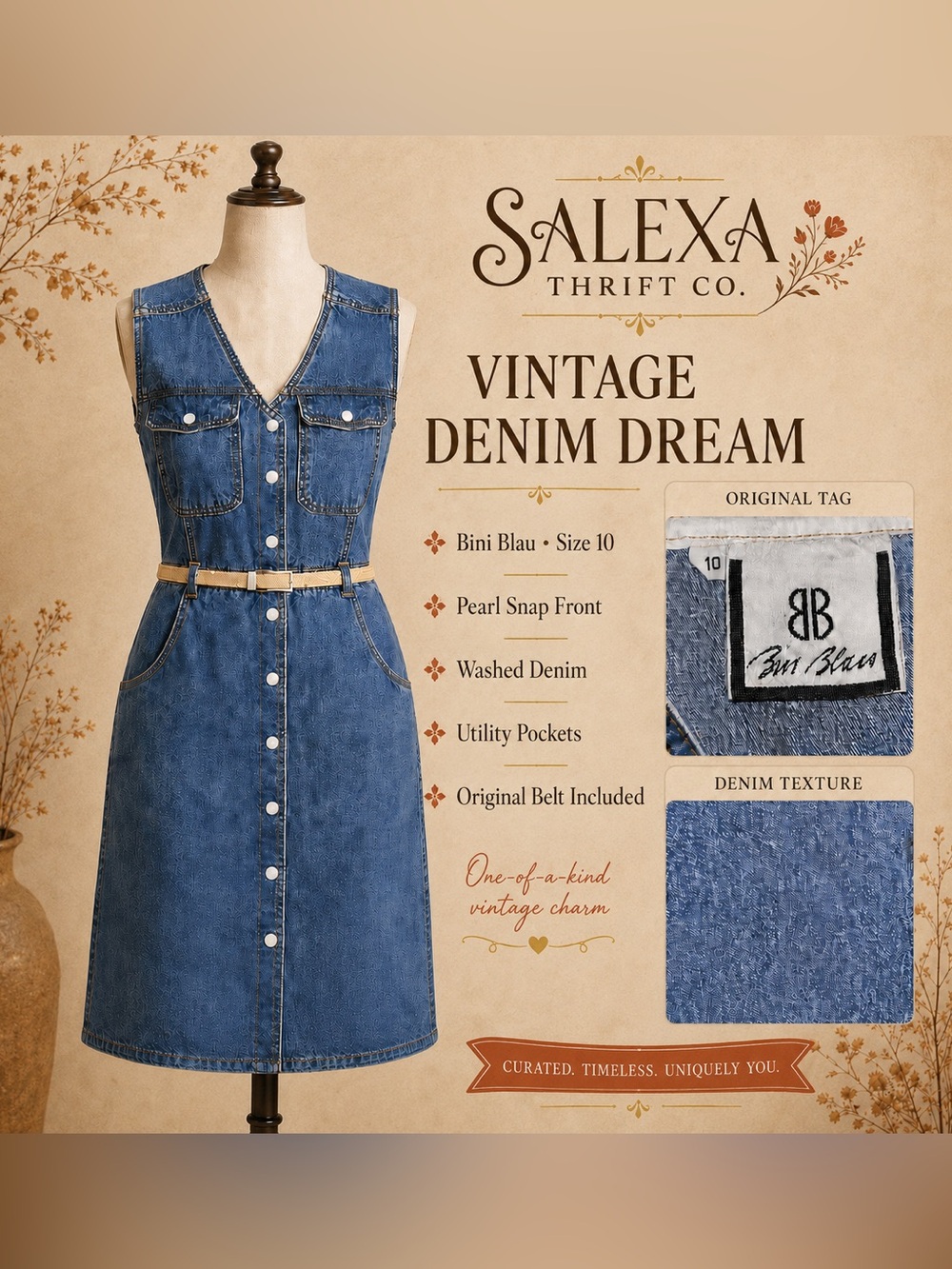 Bini Blau Washed Denim Women's Dress - Blue